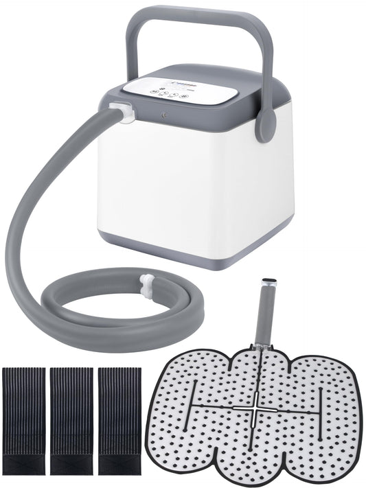 NEHOO cold therapy machine with extra-large knee pad for broad relief.
