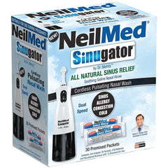 NeilMed Sinugator kit with 30 premixed packets for convenient at-home rinses.