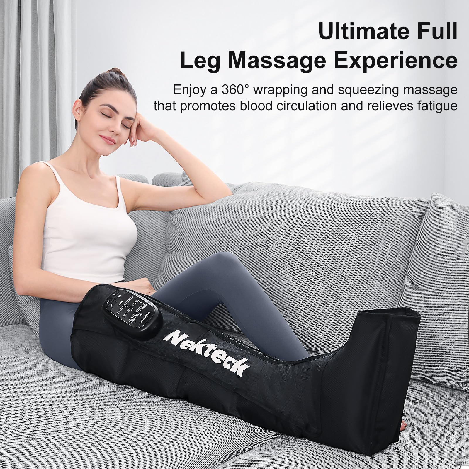 Nekteck cordless leg massager lower calf chamber provides soothing compression for fatigue