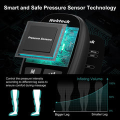Nekteck cordless leg massager upper calf chamber promotes circulation and muscle recovery