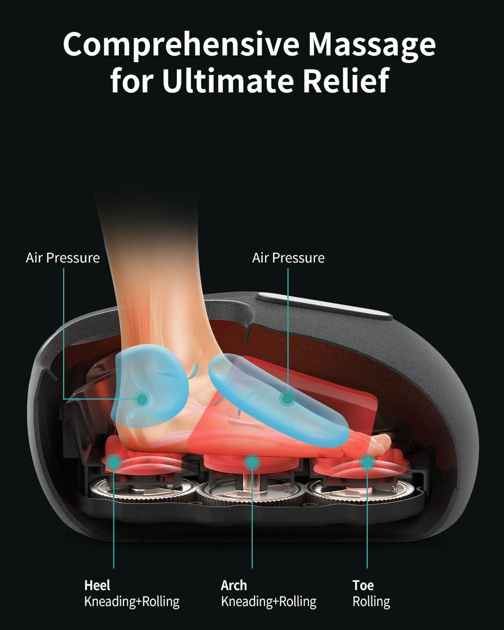 Nekteck foot massager heat function adds warm comfort during sessions.