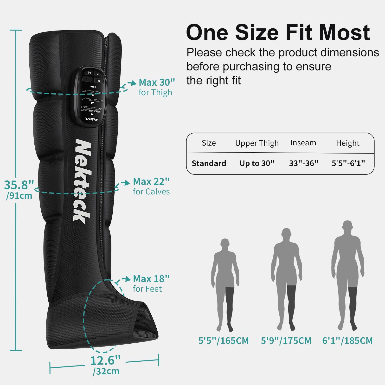 Nekteck intelligent sensing adjusts pressure for varied leg sizes