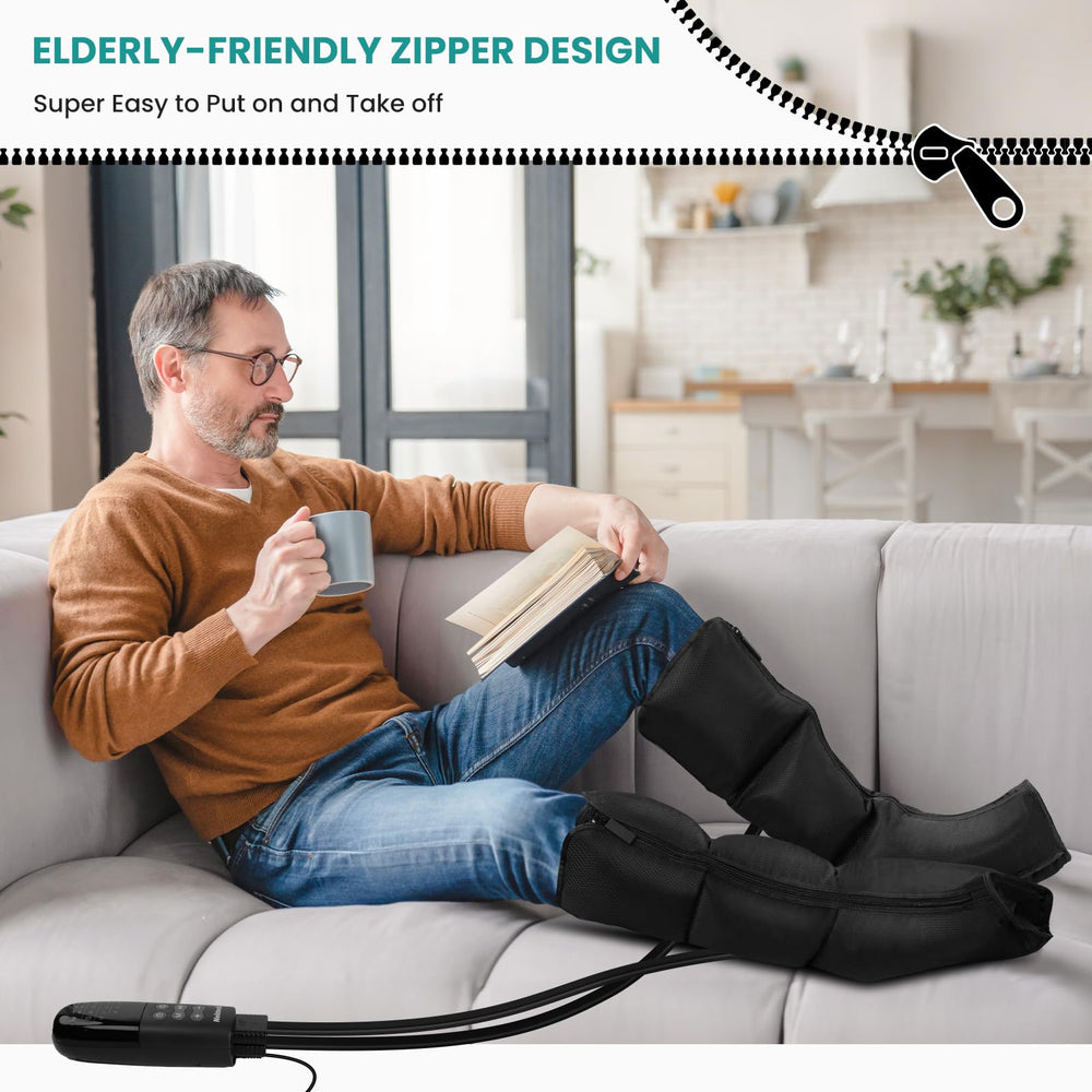 Upgraded zipper design on Nekteck leg massager for easy on/off