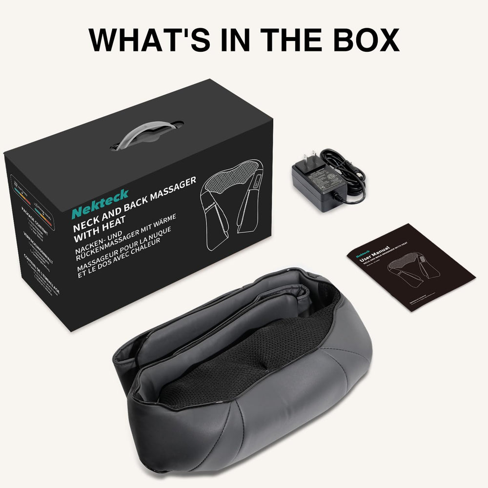 Nekteck Shiatsu Neck Massager gift-ready packaging suggests a thoughtful wellness gift.