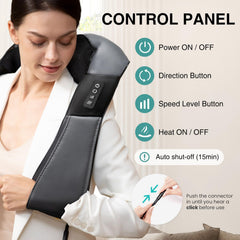 Nekteck Shiatsu Neck Massager heat therapy demonstrates soothing warmth for tired muscles.