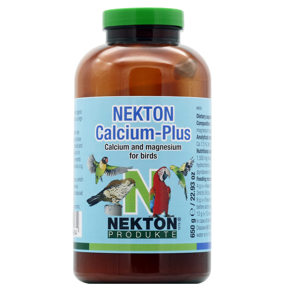 Nekton Calcium-Plus bottle being poured for easy dosing.