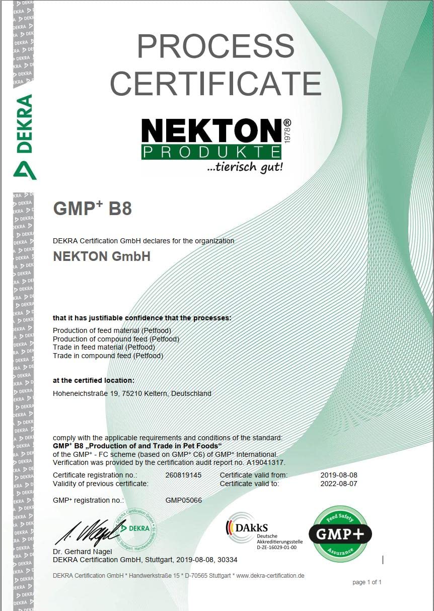 Nekton Calcium Plus nutrition label close-up highlights magnesium and vitamins