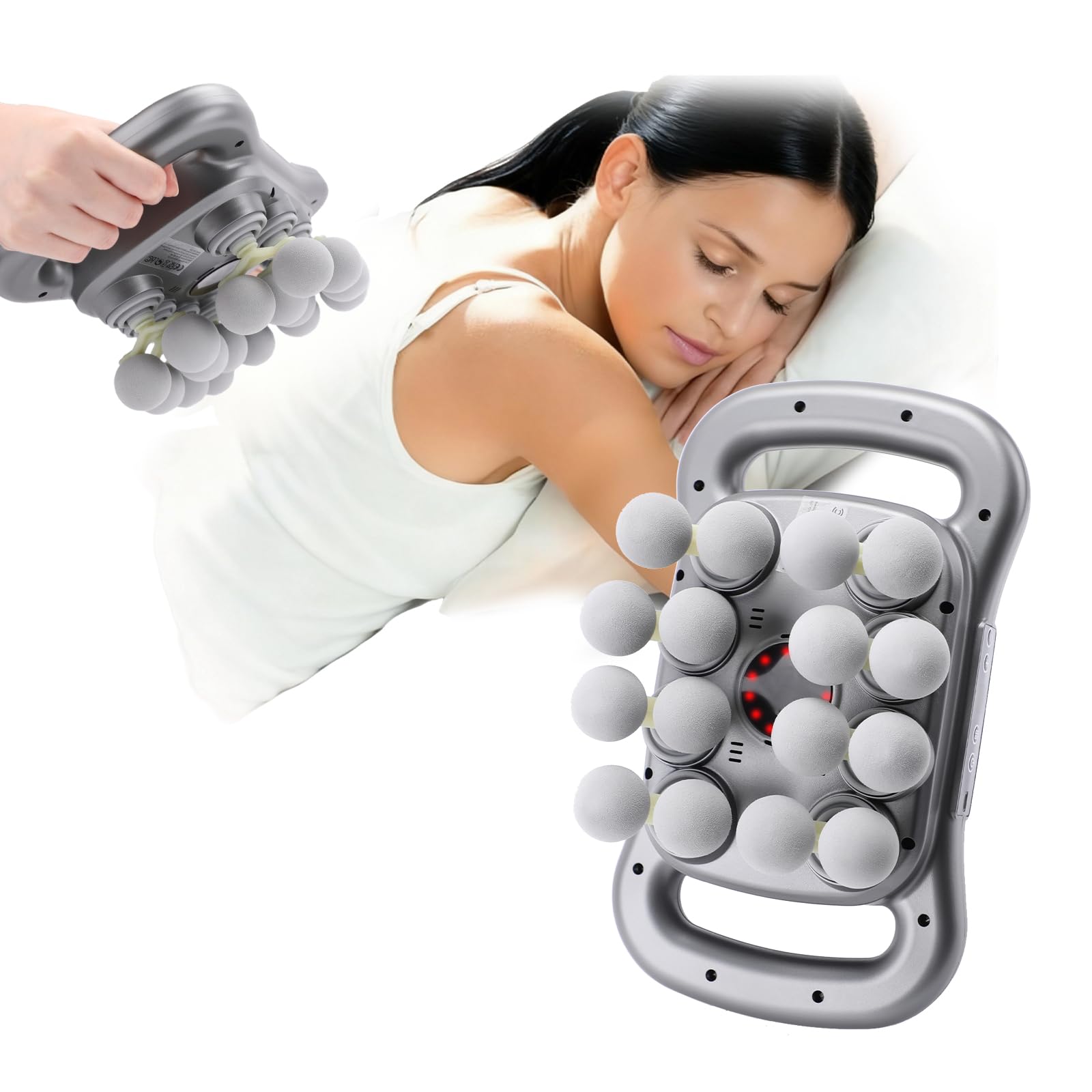 nektron 16-head massage gun set angle view targets tense muscles with ergonomic grip