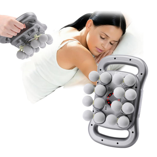 nektron 16-head massage gun set angle view targets tense muscles with ergonomic grip