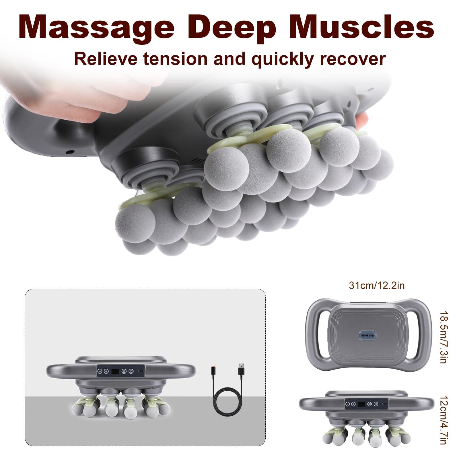 nektron 28-head massage gun in use on shoulder to relieve tension