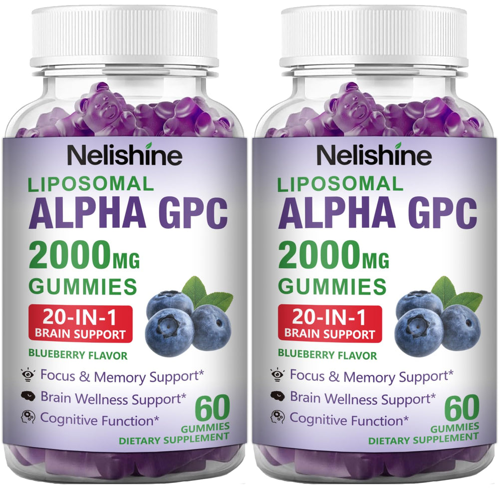 Nelishine liposomal Alpha GPC 2-pack bottle for focus and clarity