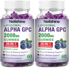 Nelishine liposomal Alpha GPC 2-pack bottle for focus and clarity
