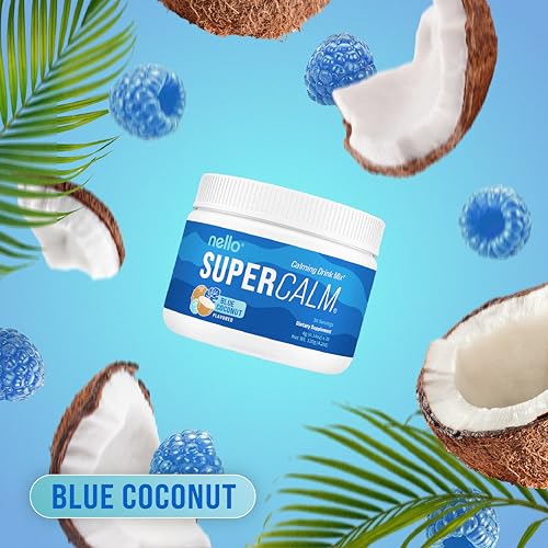 Nello SuperCalm blue coconut canister - multi-serving option for daily balance.