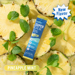Single-serve pineapple mint sachet for travel-friendly relaxation.