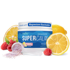 Nello Supercalm Raspberry Lemonade canister on a kitchen counter for calm focus