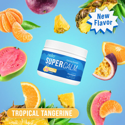 Nello SuperCalm Tropical Tangerine canister for daily relaxation and sleep support.