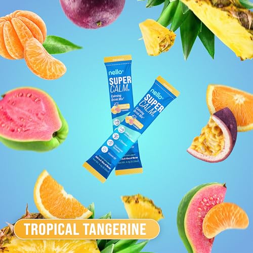 Nello SuperCalm canister of tropical Tangerine powder for daily balance.