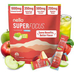 Nello Superfocus bottle pour showing a clean, focused energy moment during work.