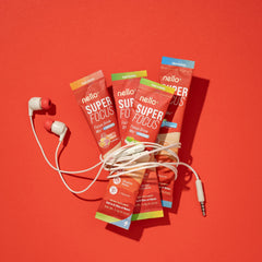 Nello Superfocus glass with prepared drink for smooth, focused energy.