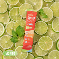 Nello Superfocus Mojito close-up highlighting crisp flavor and sugar-free formula.