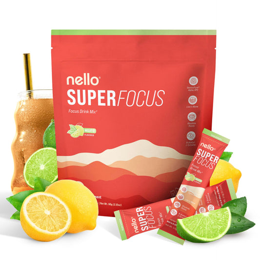 Nello Superfocus Mojito packet closeup showing convenient on-the-go focus support.
