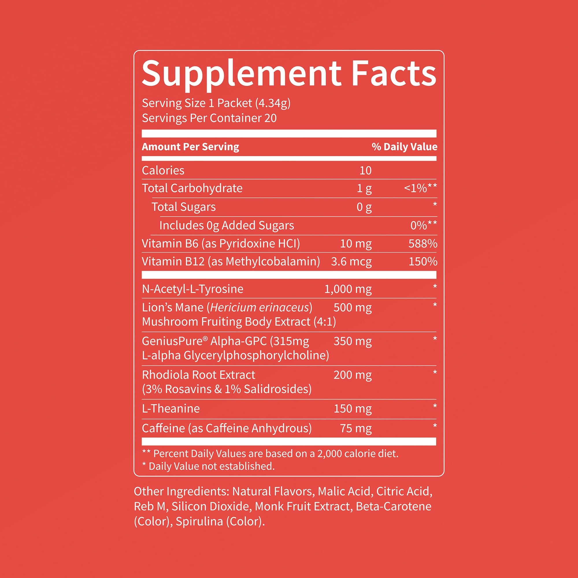 Nello Superfocus on-the-go pouch opened to reveal 20 servings for daily use.