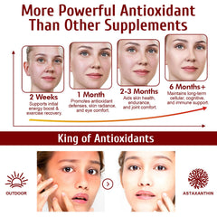 NenMaoKeNu astaxanthin bottle pouring — simple daily routine with 12mg potency.
