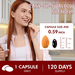 NenMaoKeNu softgel capsules closeup — smooth coating for easy swallowing.