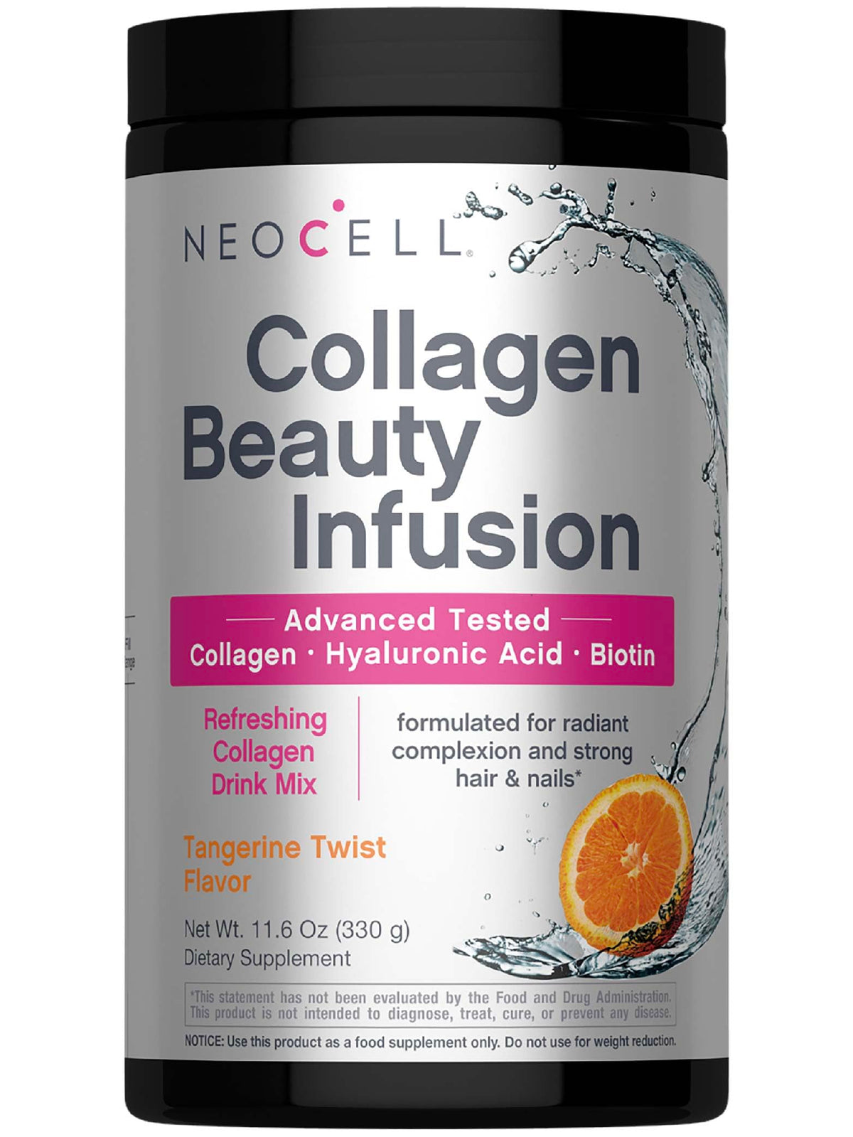 NeoCell Beauty Infusion bottle with Tangerine Twist promotes radiant skin