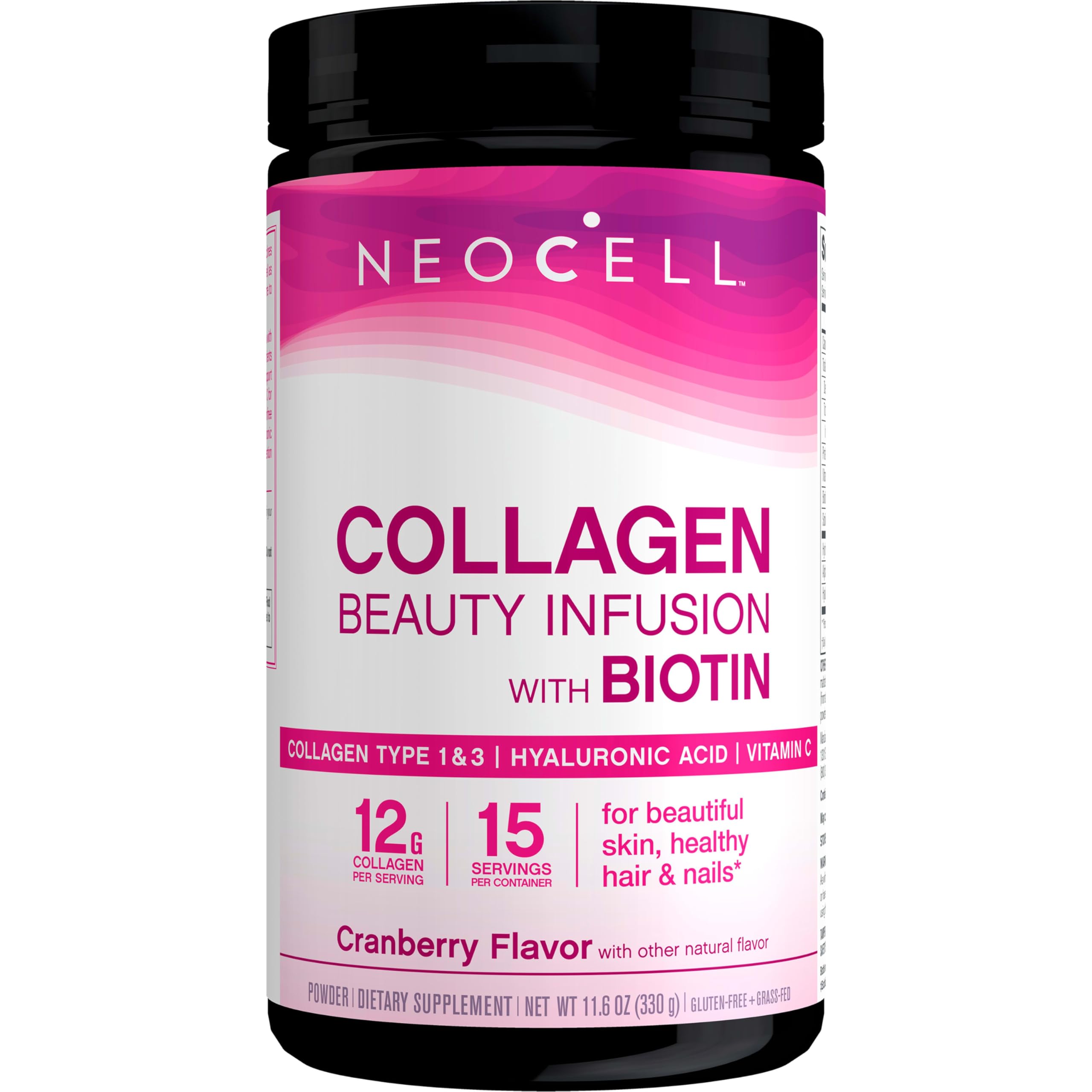 NeoCell collagen beauty infusion canister showcased for convenient daily use.