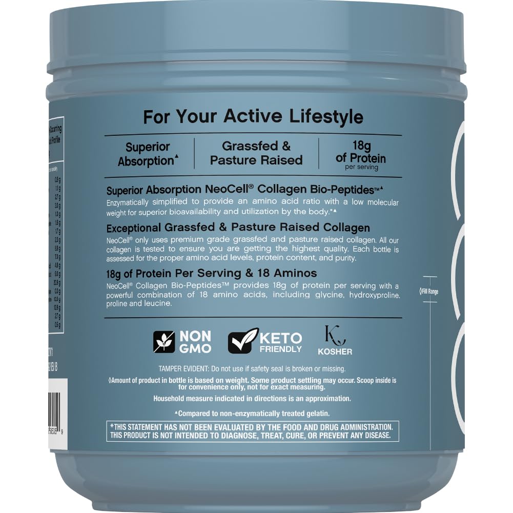 NeoCell Collagen Bio-Peptides powder pour shows fast mixing into drinks.