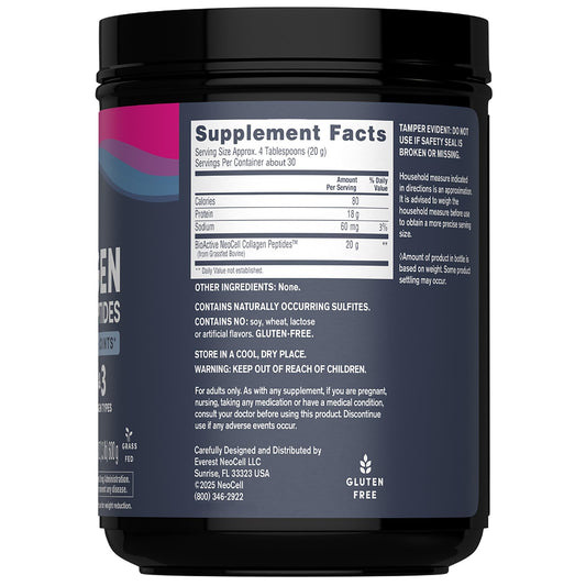NeoCell collagen powder scoop pouring into a shaker for daily use