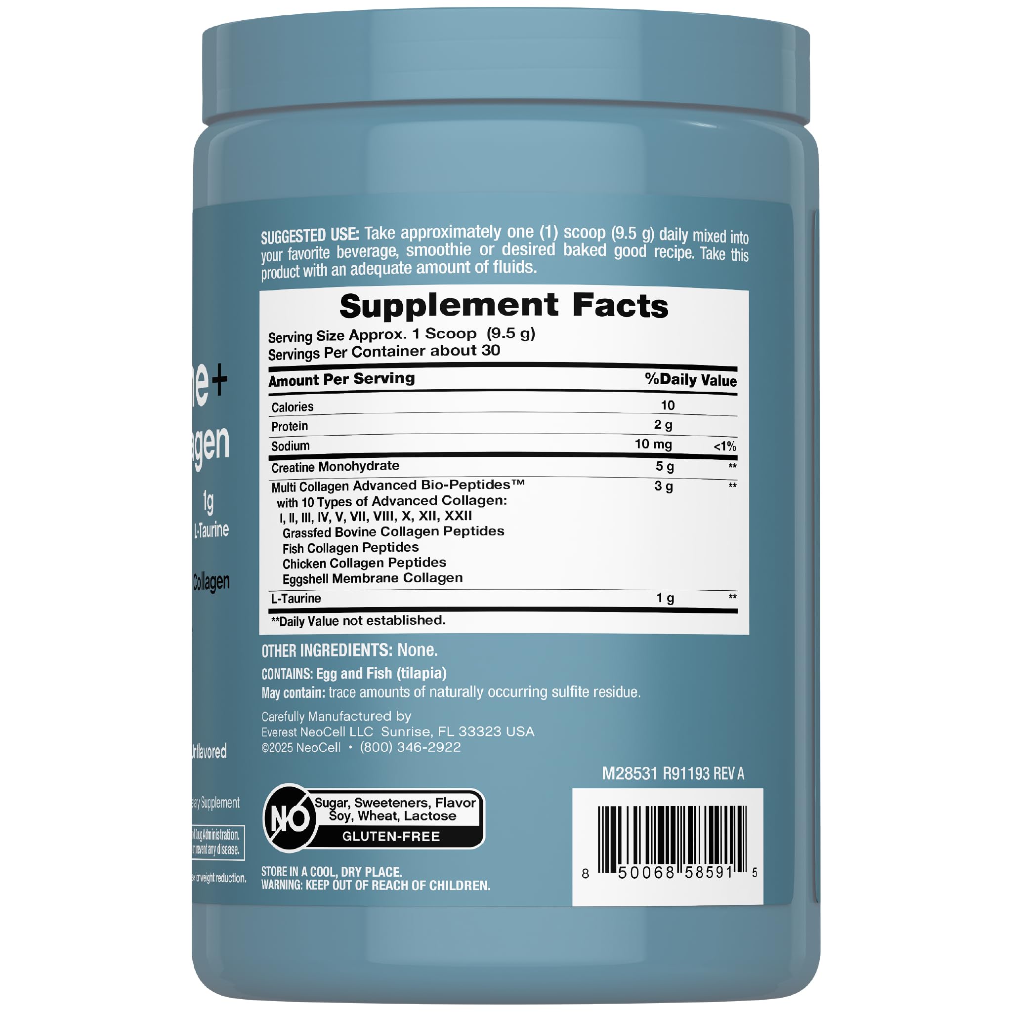 NeoCell Creatine Monohydrate powder scoop ready for a daily serving