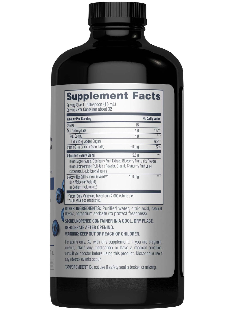 NeoCell Hyaluronic Acid Berry Liquid pour shows easy mixing into drinks