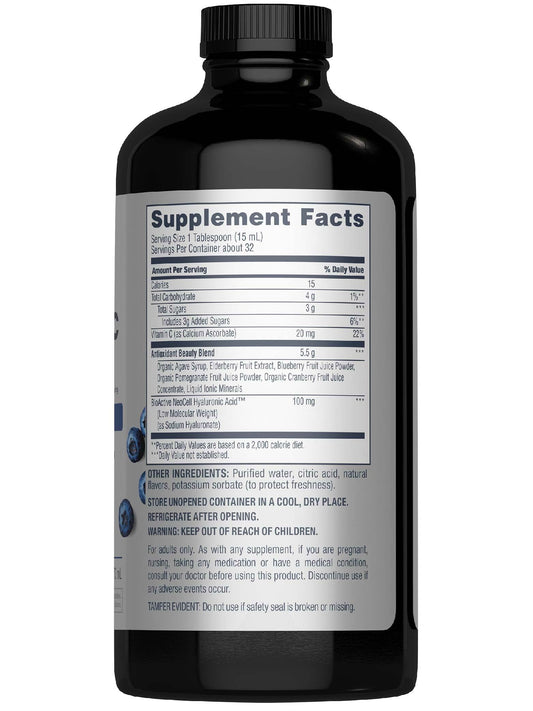 NeoCell Hyaluronic Acid Berry Liquid pour shows easy mixing into drinks