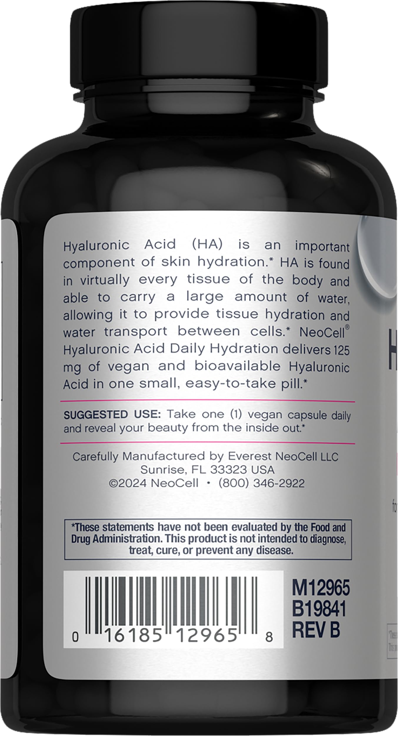 NeoCell label detail emphasizing gluten-free, soy-free, and non-GMO formula.