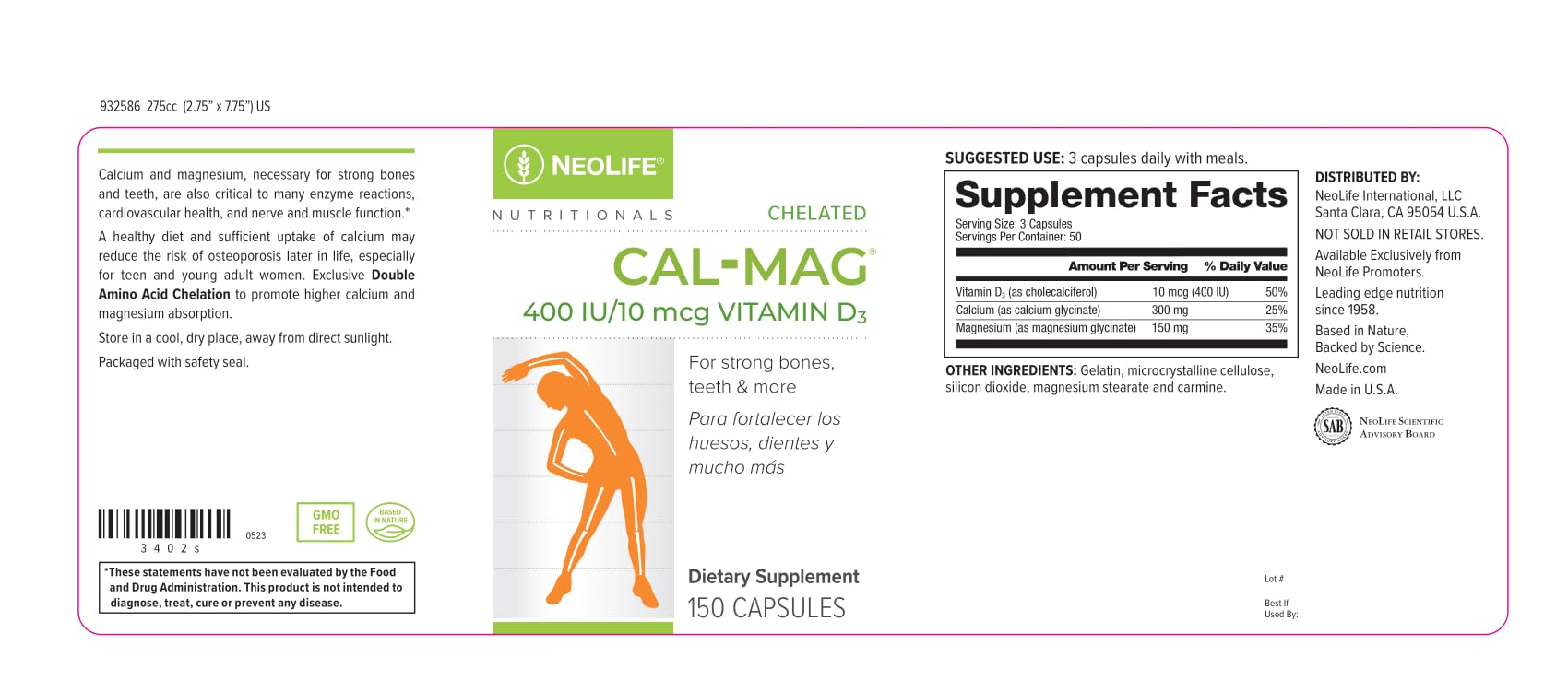 NeoLife bottle label close-up showing 150 softgels per bottle.