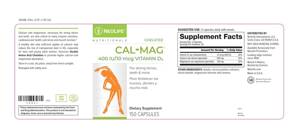 NeoLife bottle label close-up showing 150 softgels per bottle.