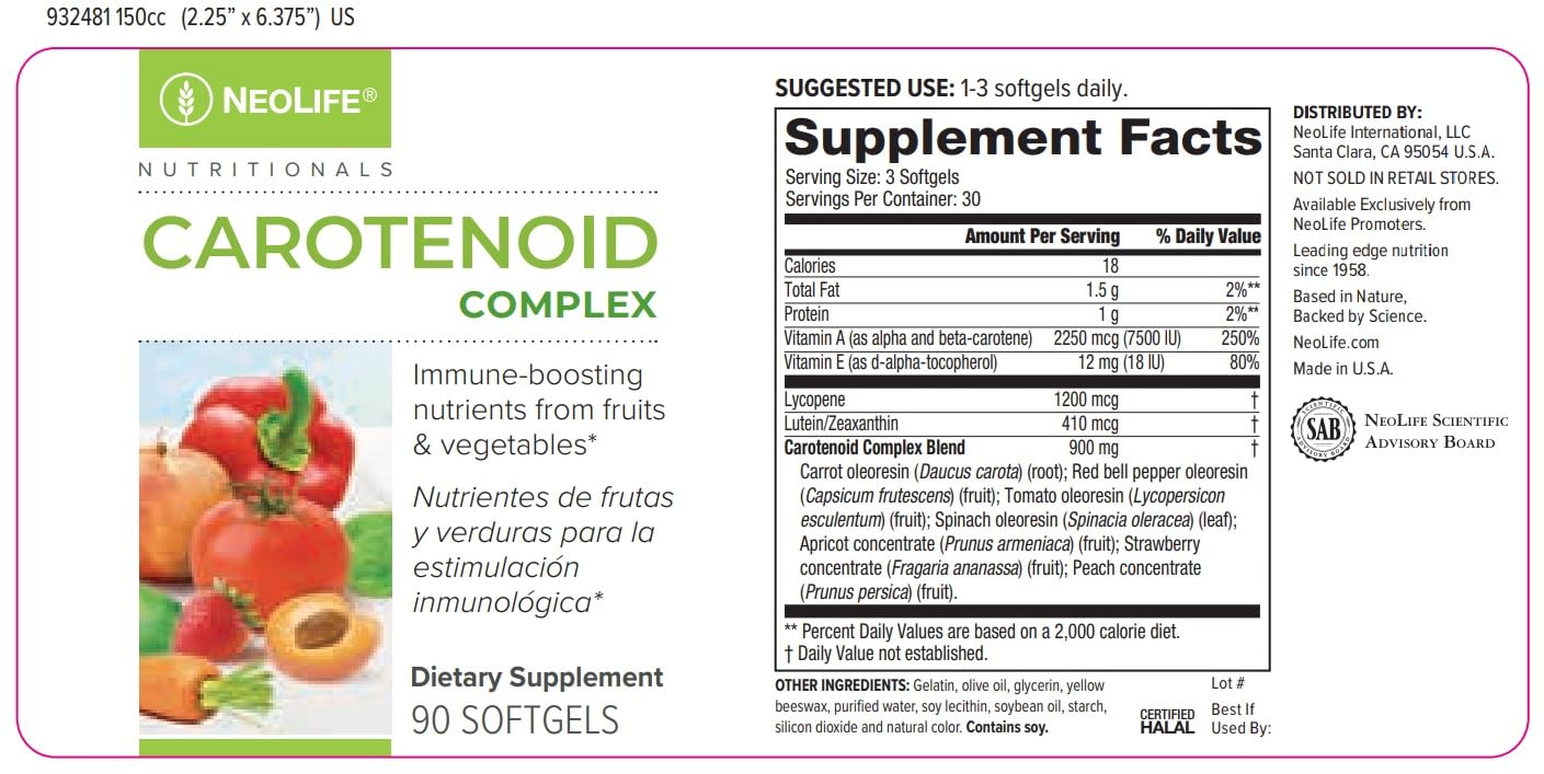 Three NeoLife softgels next to a healthy meal illustrating daily intake.