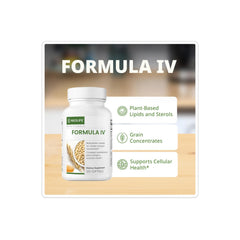 NeoLife Formula IV dosage showing two softgels with meals.