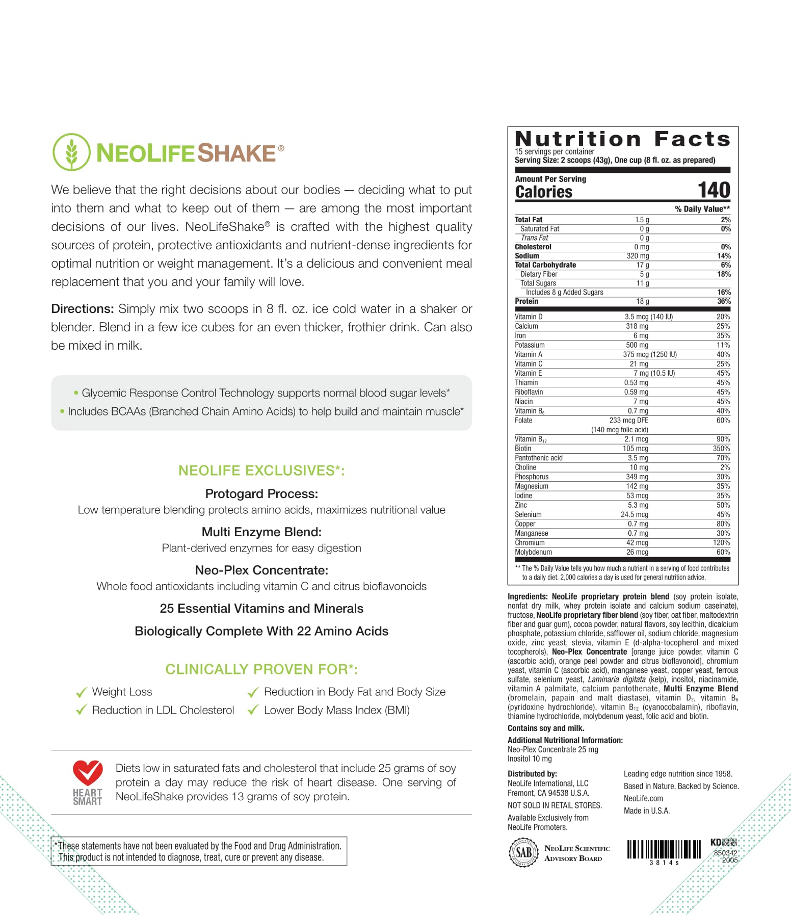 NeoLifeShake glass with ice demonstrates creamy shake with water or milk.