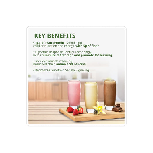 NeoLifeShake rich chocolate pour captures a quick meal replacement image.