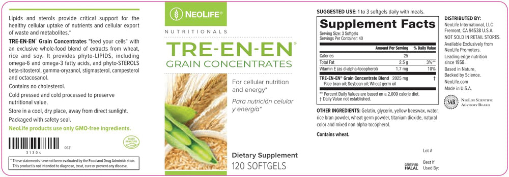 NeoLife TRE-en-en beta-sitosterol and gamma-oryzanol highlight nutrients supporting absorption