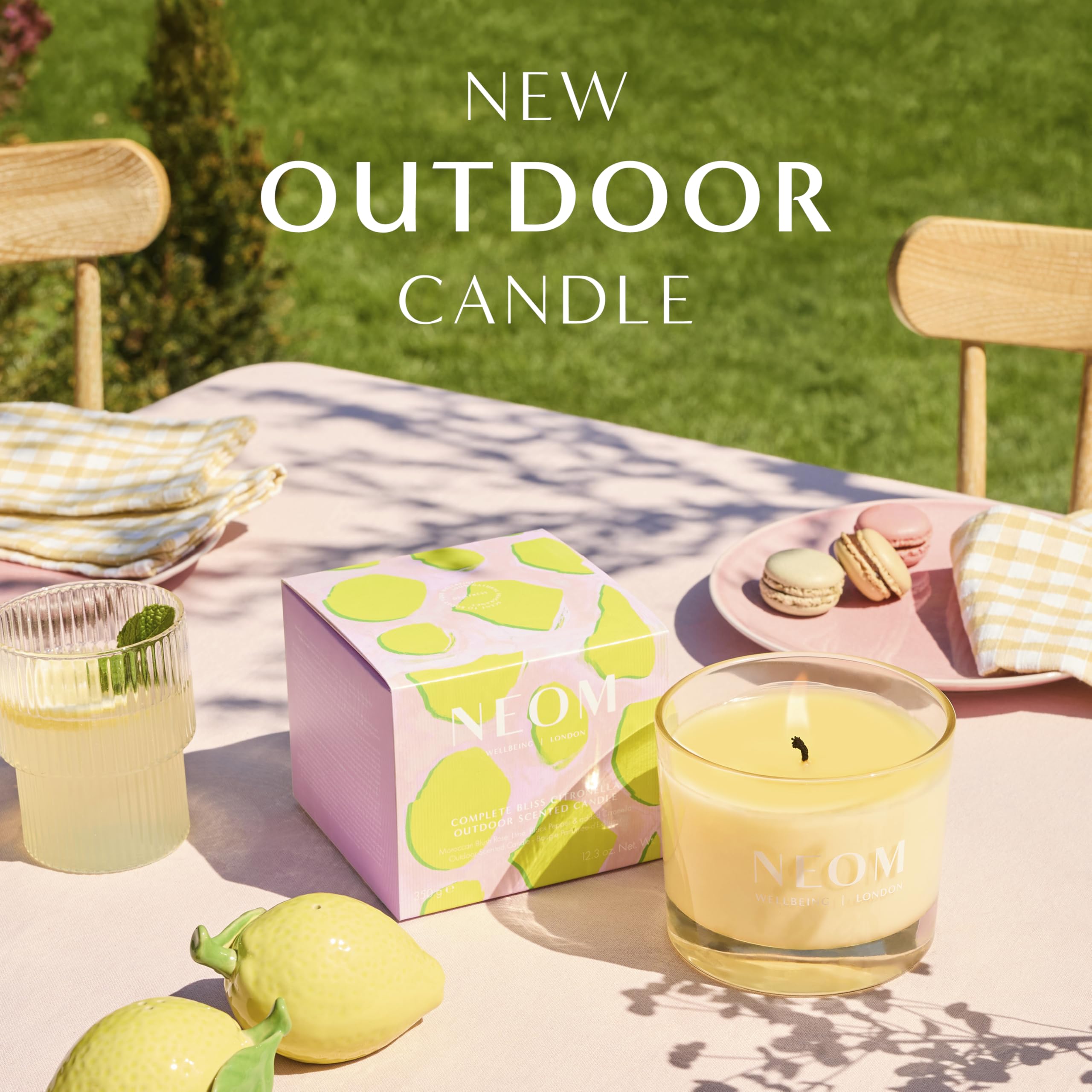 NEOM Complete Bliss candle uses 100% natural wax for clean, even burning
