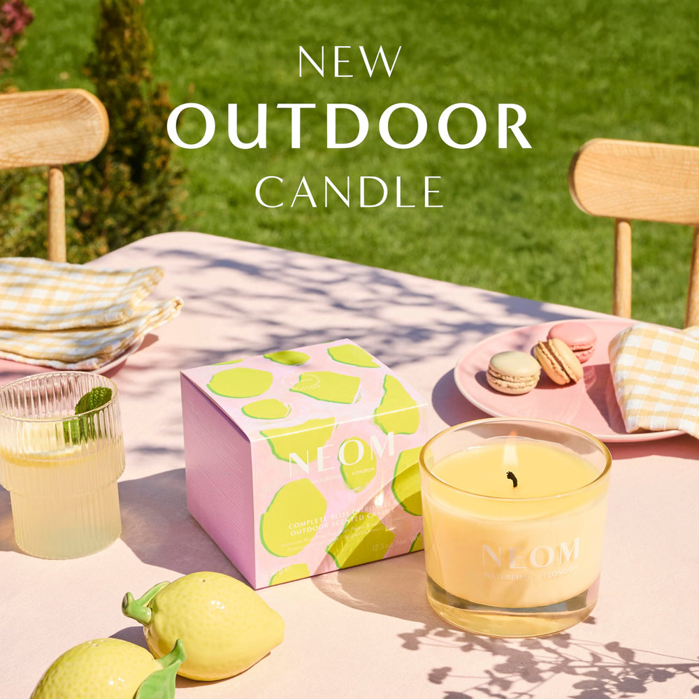 NEOM Complete Bliss candle uses 100% natural wax for clean, even burning