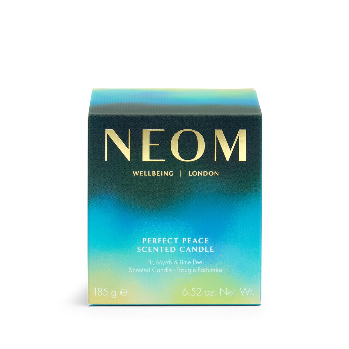 Gift-ready NEOM Perfect Peace packaging signals luxury gifting and self-care.