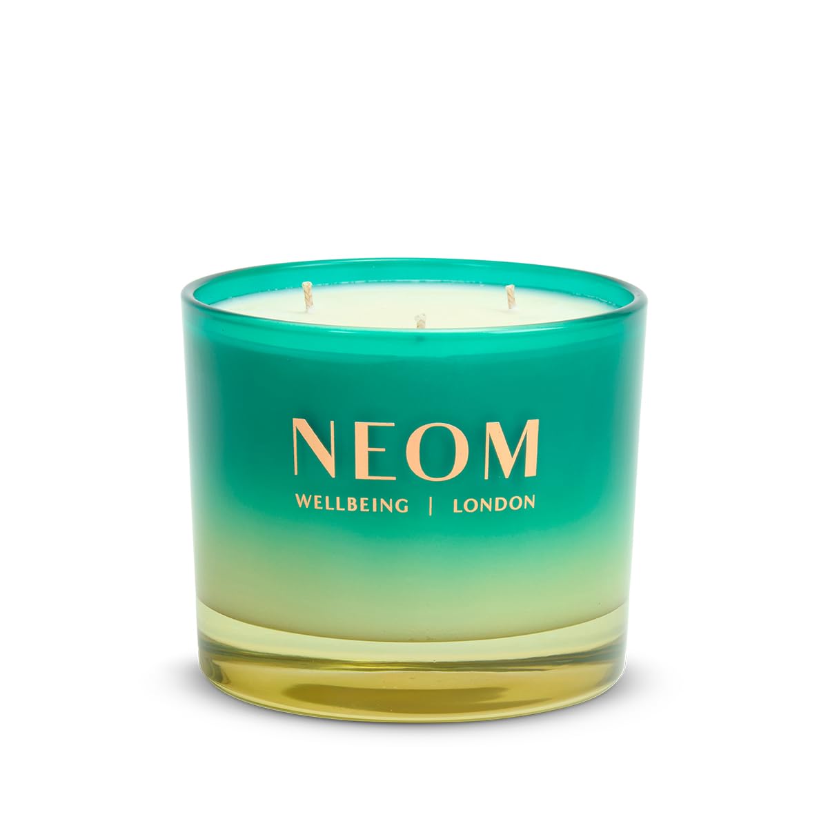 Hand-finished NEOM Perfect Peace candle being wick-trimmed