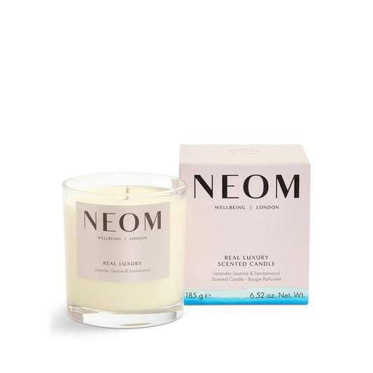 NEOM Real Luxury 1 Wick candle with lavender rosewood for calming ambiance