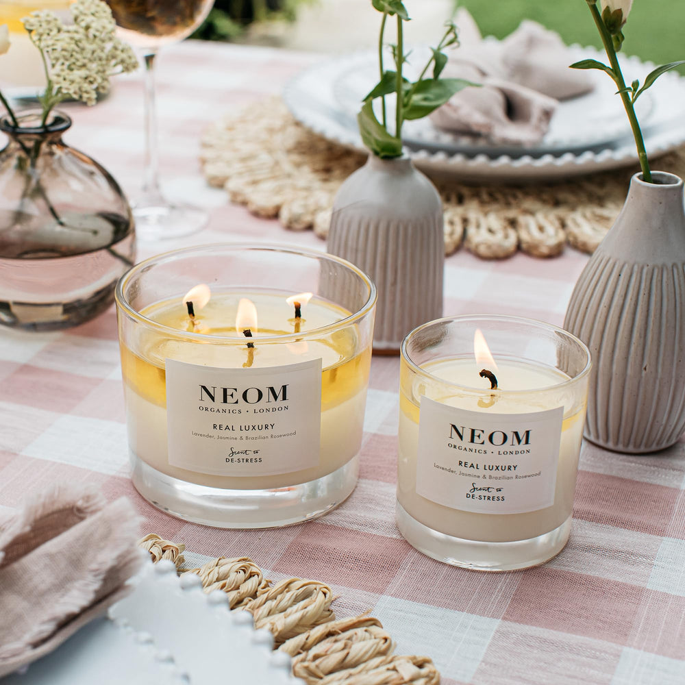 NEOM Real Luxury rosewood detail adds warm ambience
