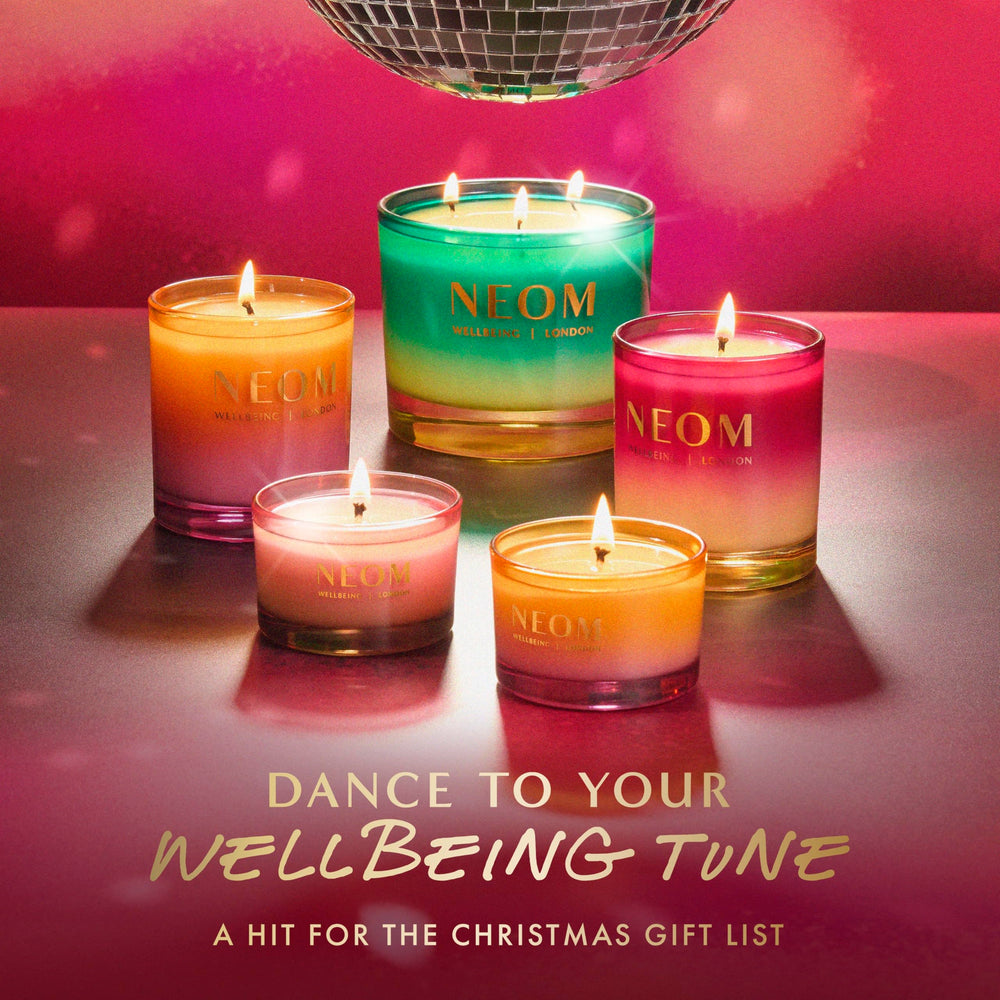 NEOM Sparkling Joy giftable candle tin enhances festive gifting.